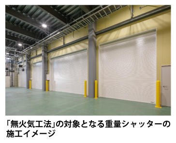 ｢無火気工法｣の対象となる重量シャッターの施工イメージ